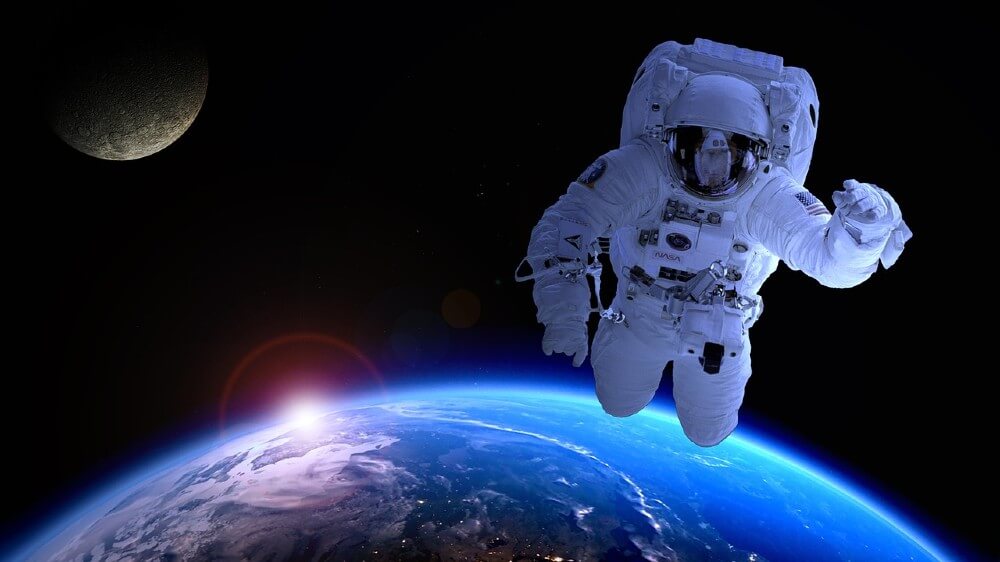 Astronaut in oxygen spacesuit