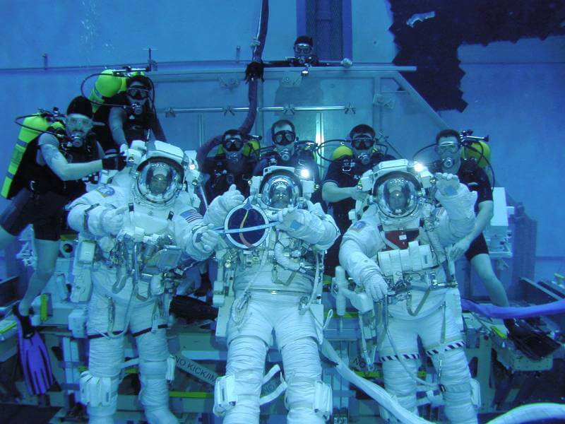 Astronauts training underwater