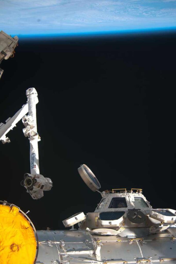 View of Cupola with the view of the robotic arm