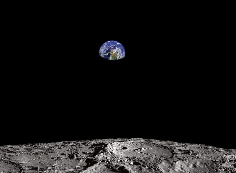 Moon WIth Earth In Background