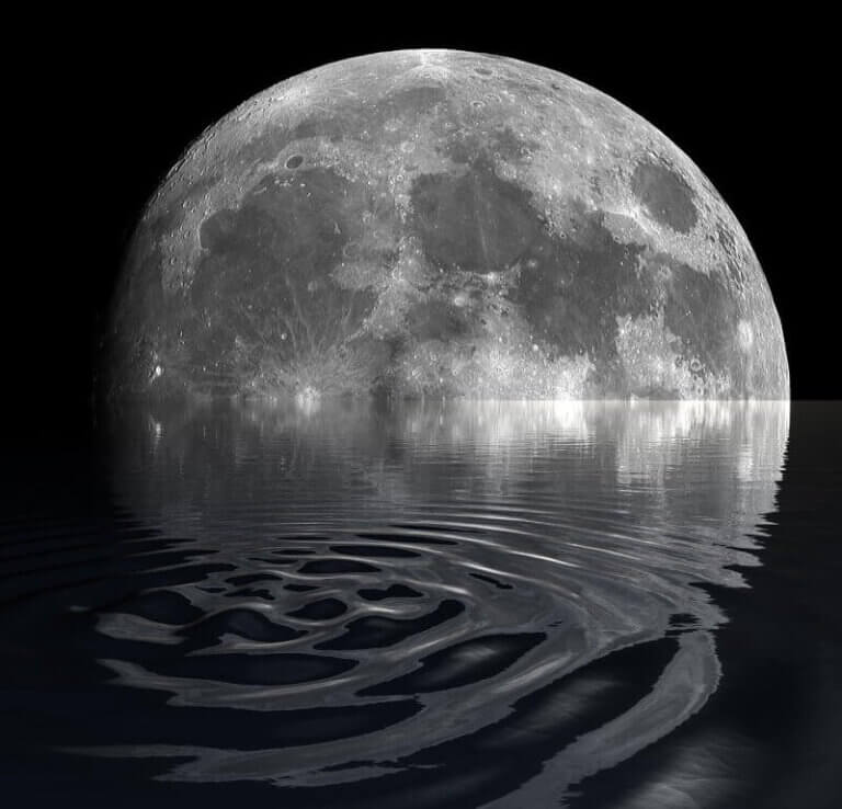 The Moon With Reflecting Water