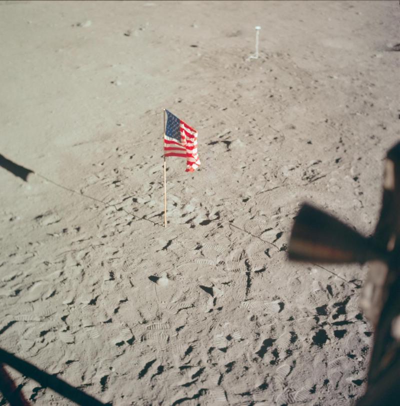 Flag Picuted On The Moon