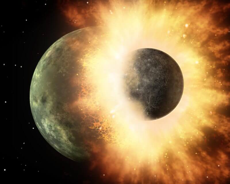 Moon Crashing Into Planet