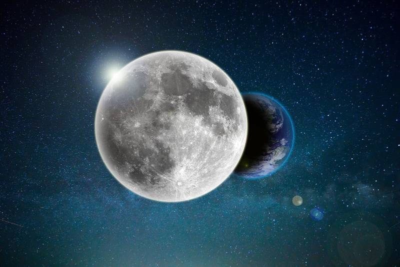 Moon WIth Earth In Background