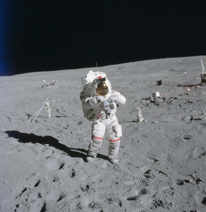 Astronaut John Young Using Magnetometer